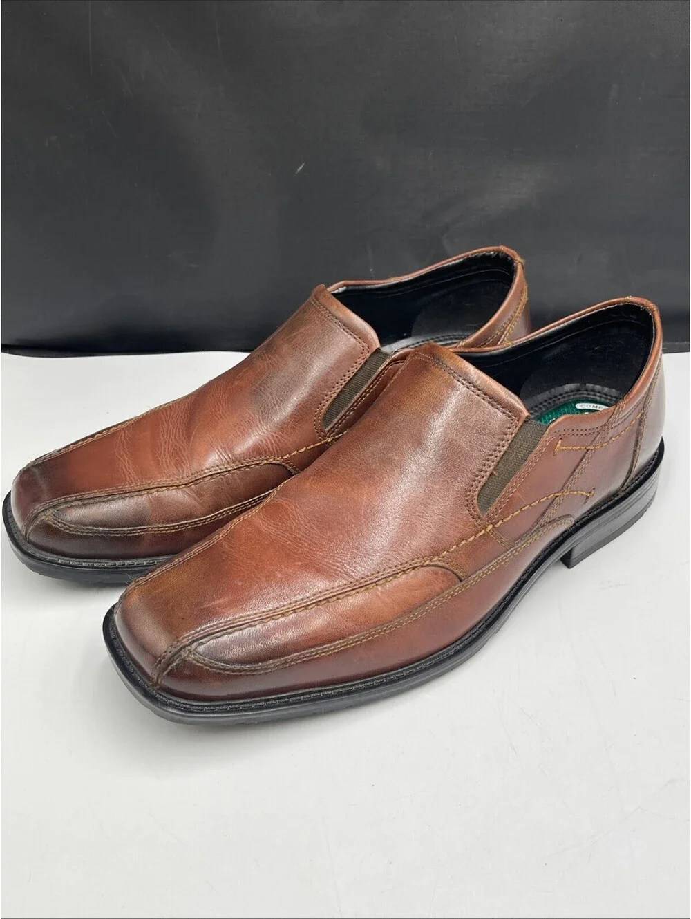 Nunn Bush Mens Brown Leather Slip On Loafers Comfort Gel Dress Shoes Size 10.5M